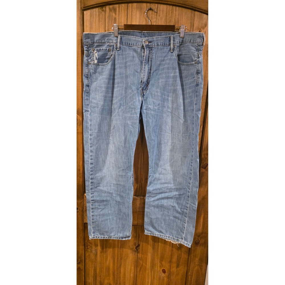 Levi 569 Loose Straight Jeans Mens 42x30 Light‎ Wash Blue Good Denim Pants